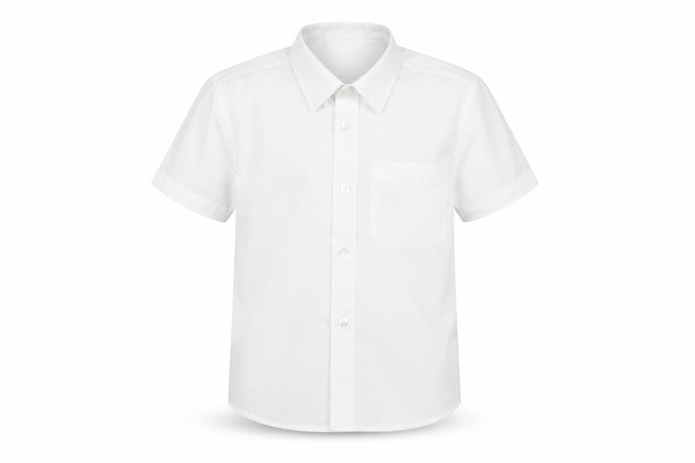 Front view of Lily & Dan boys’ white basic dress shirt, size 4-5, years