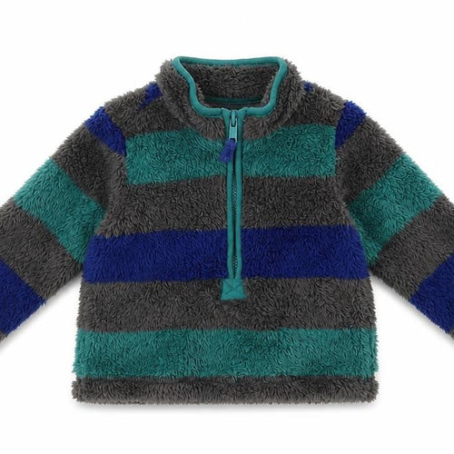 M&Co Baby Green Striped Fleece Pullover Jumper Size 3-6 Months