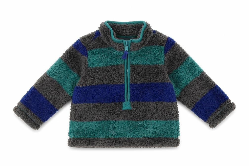 M&Co Baby Green Striped Fleece Pullover Jumper Size 3-6 Months