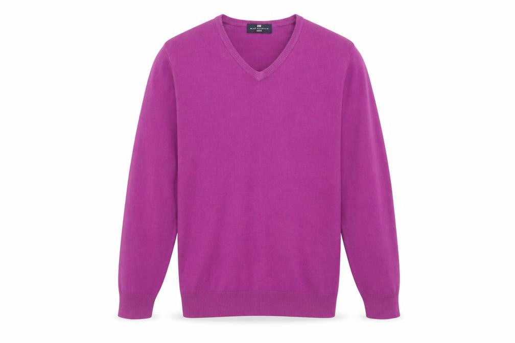 Front view of Blue Harbour men’s purple pullover sweatshirt, size M