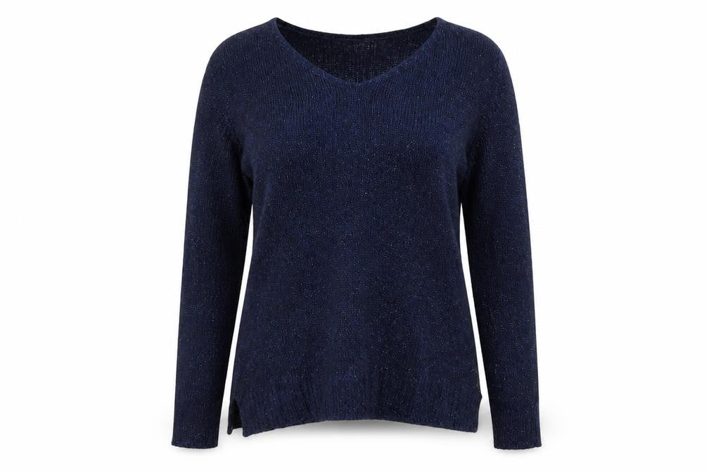 Front view of Papaya women’s blue jumper, size M