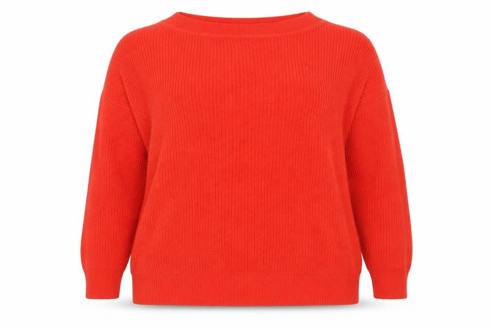 Front view of Simply Be women’s red jumper, size UK 18