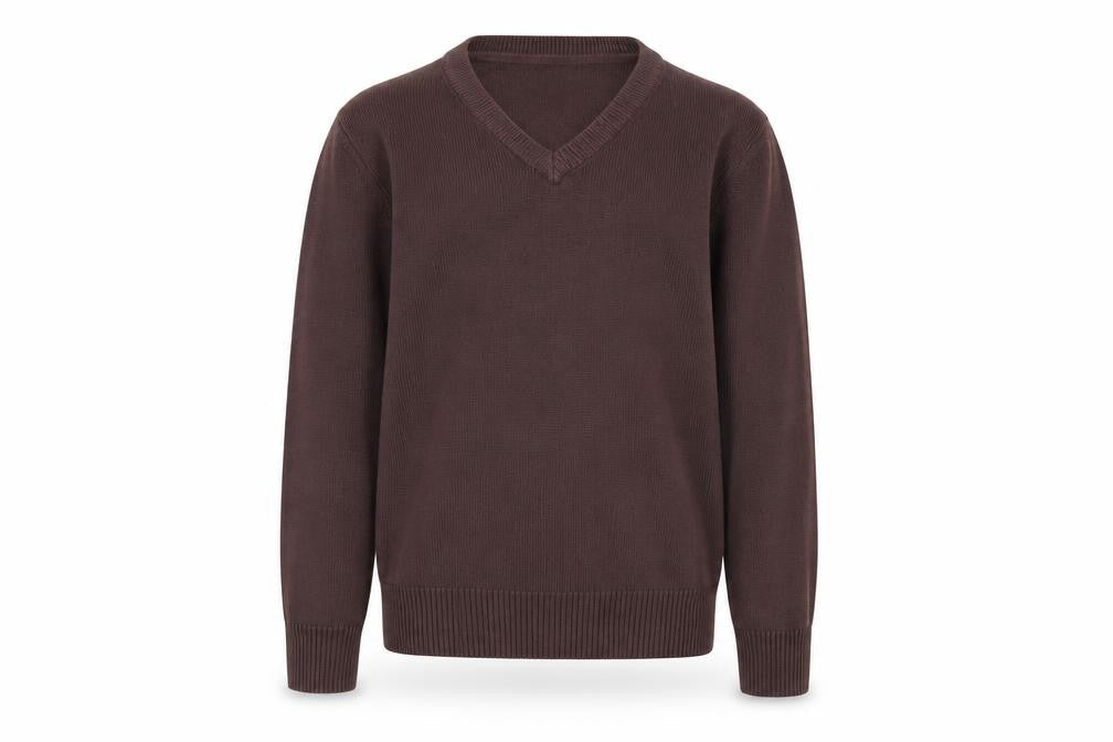 Front view of Marks & Spencer boys’ brown jumper, size 7-8, years
