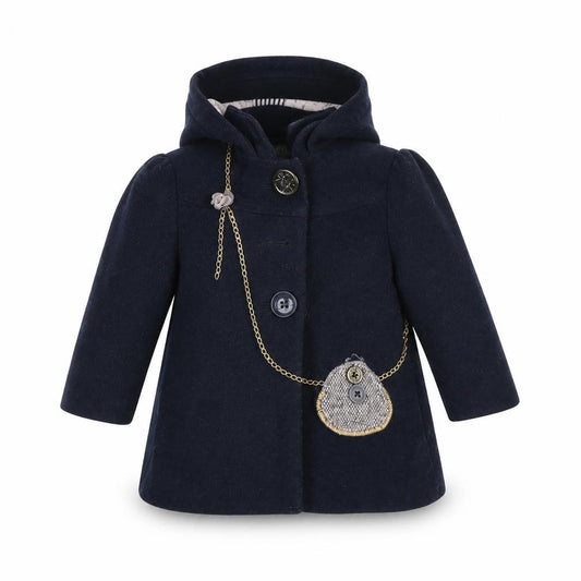 Front view of Next Baby Blue Basic Coat Coat, size 9-12, Months