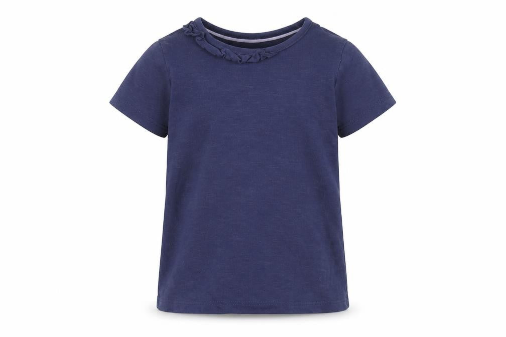 Front view of Marks & Spencer girls’ blue basic t-shirt, size 3-4, years