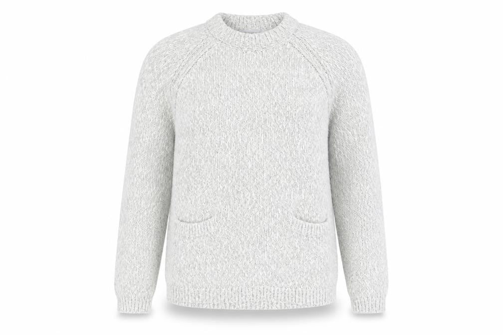 Front view of Preworn women’s grey jumper, size UK 14