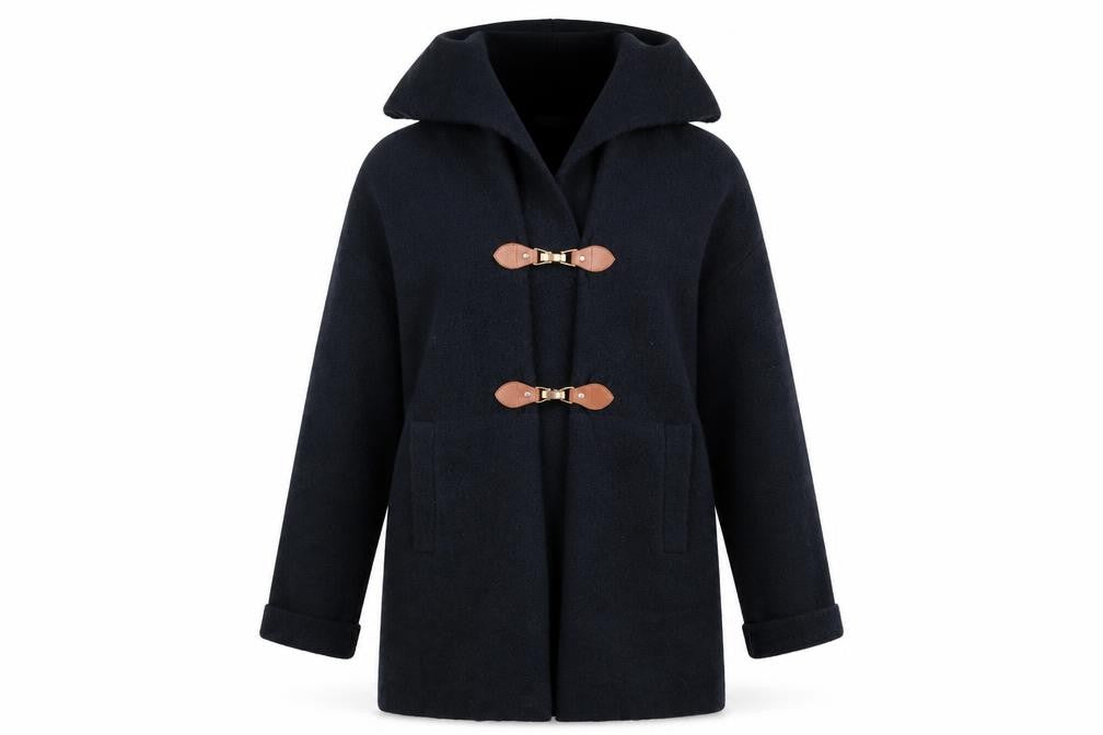 Front view of Primark women’s blue overcoat coatigan, size UK 6