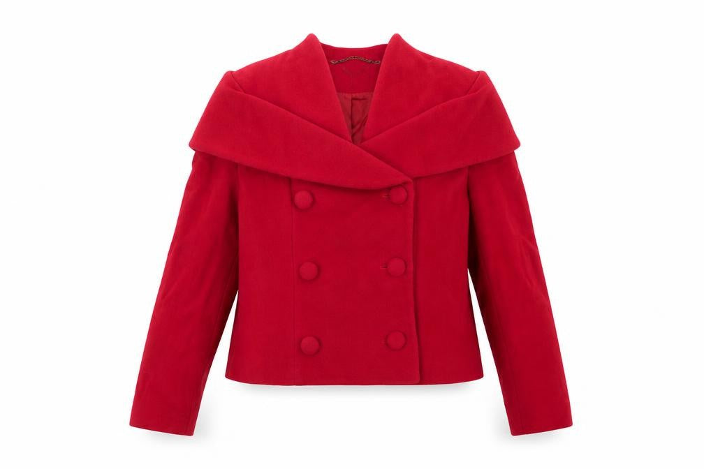 Front view of polkon women’s pink jacket, size UK 12