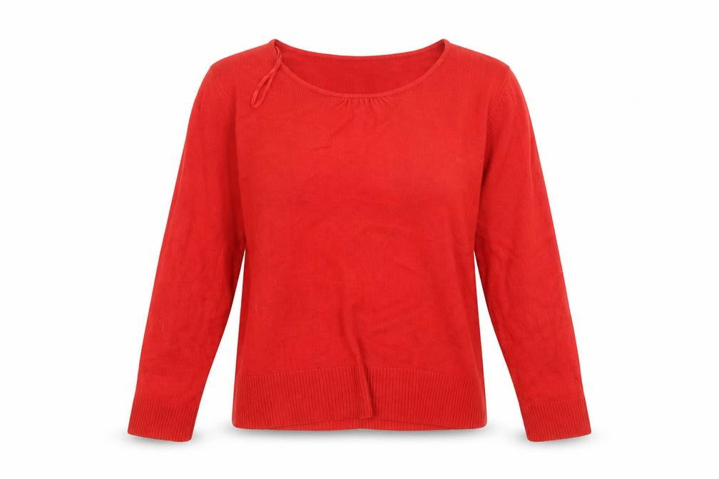 Front view of ellie louise women’s red jumper, size L