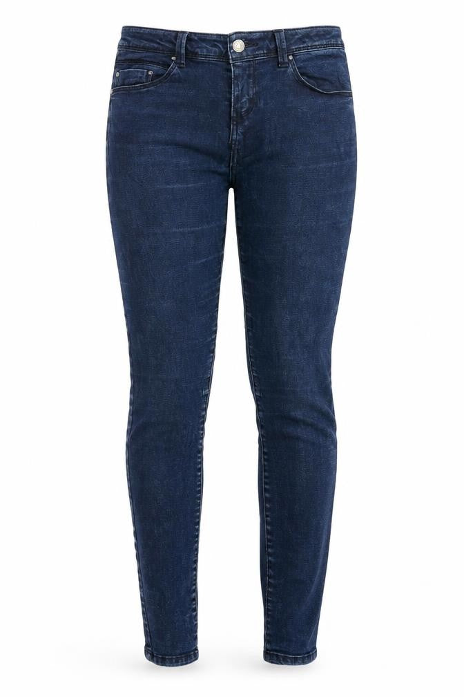 Front view of House Basic women’s blue denim skinny jeans, size UK 6, 30-inch leg