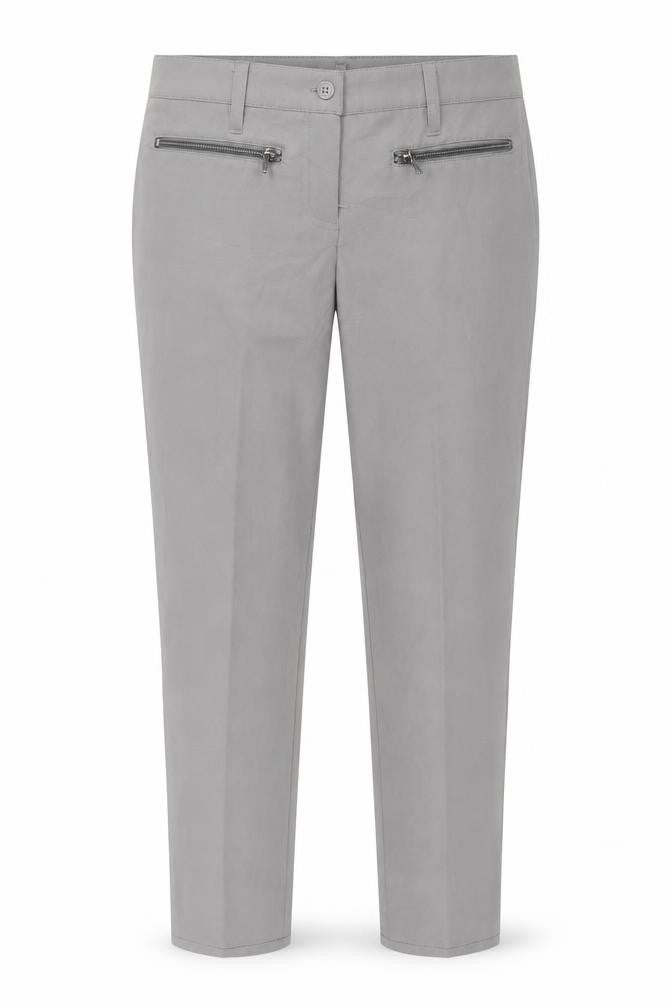 Front view of Bonprix women’s grey trousers, size UK 10, 27-inch leg