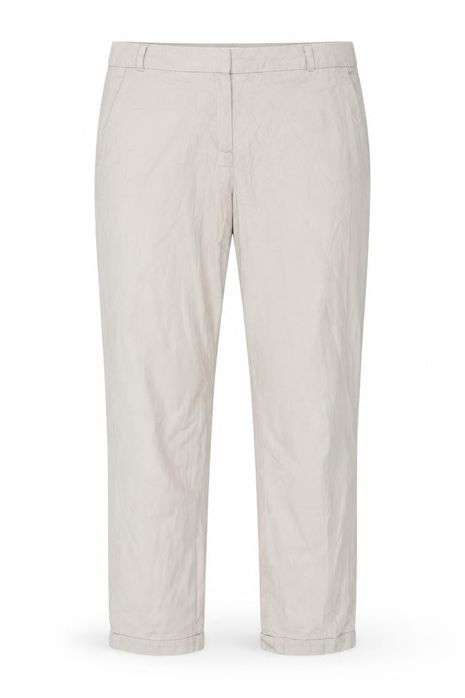 Front view of Camaieu women’s beige trousers, size M, 25-inch leg