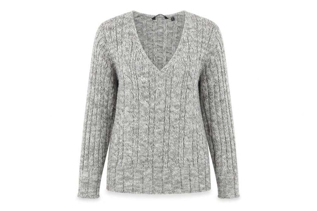 Front view of Ellie Louise women’s grey knit jumper, size M