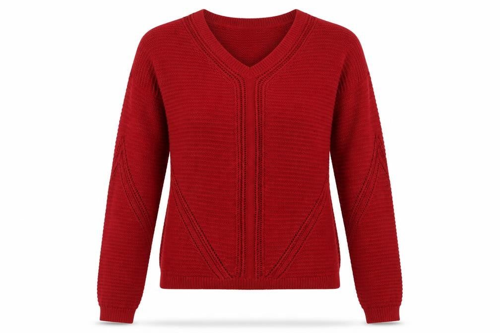 Front view of Papaya women’s red knit jumper, size M