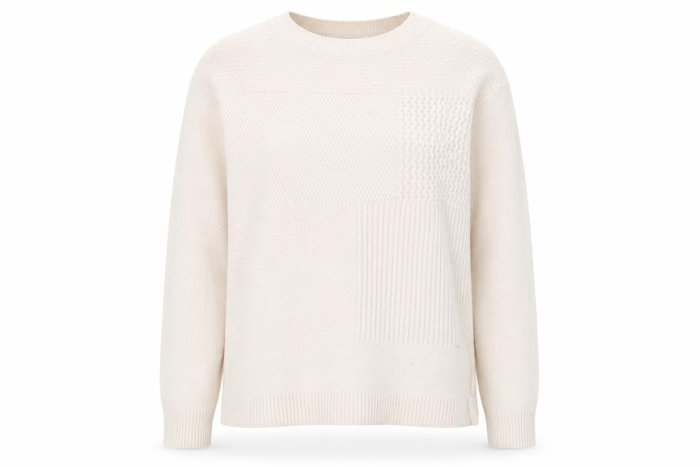 Front view of Bonmarché women’s beige knit jumper, size UK 10