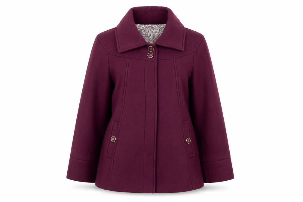 Anne De Lancay Womens Purple   Pea Coat Coat Size 14
