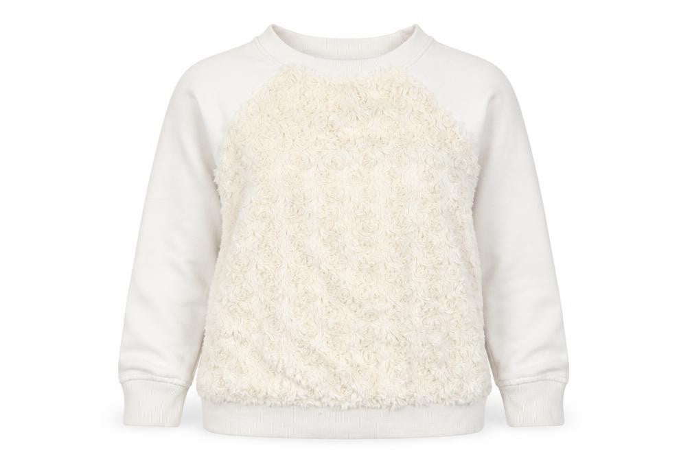 Front view of Feel Fabulous women’s white pullover sweatshirt, size UK 6