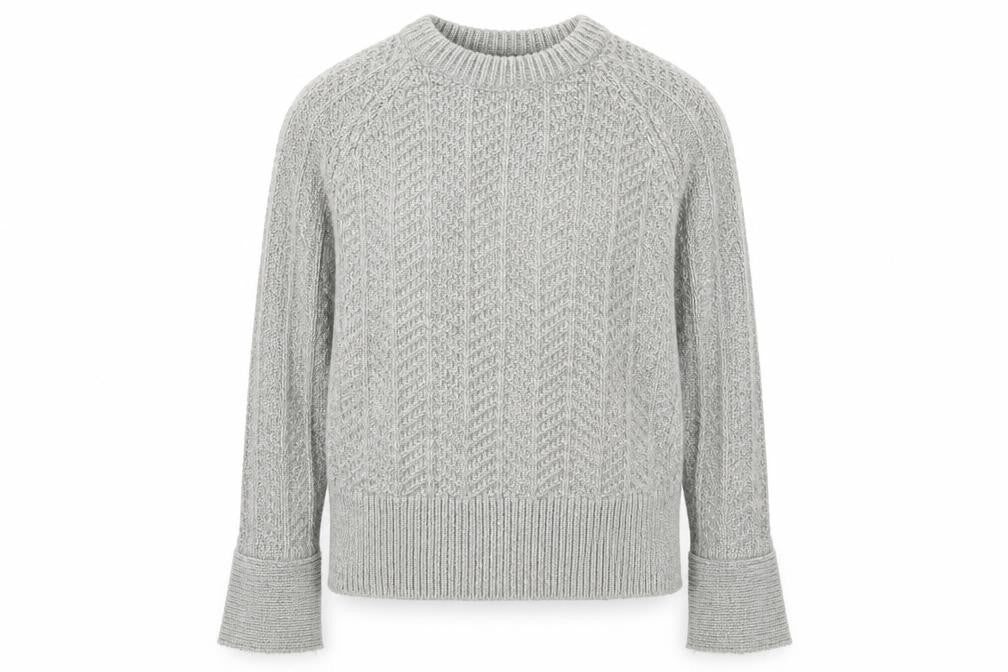 Front view of H&M women’s grey knit jumper, size S