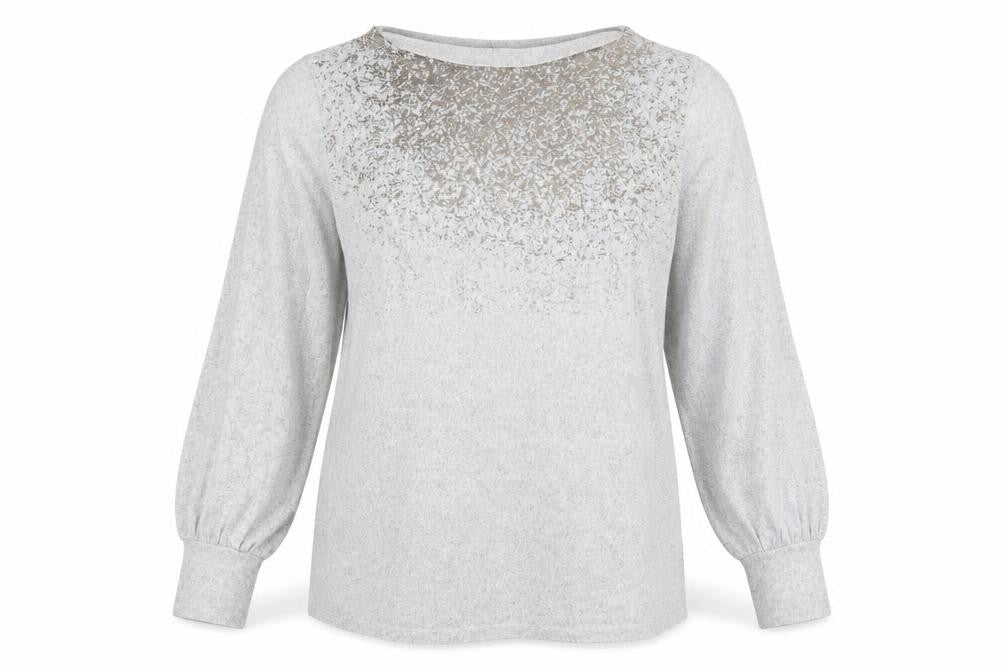 Front view of Marks & Spencer women’s grey jumper, size UK 14