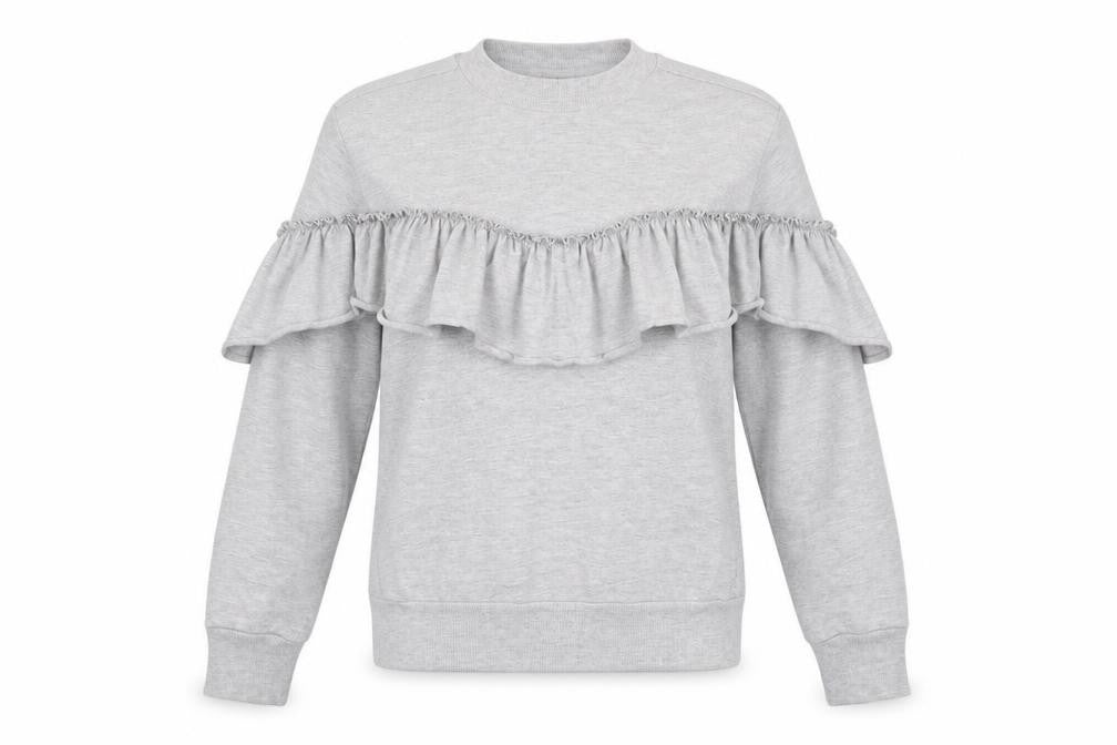 Front view of Topshop women’s grey jumper, size UK 10