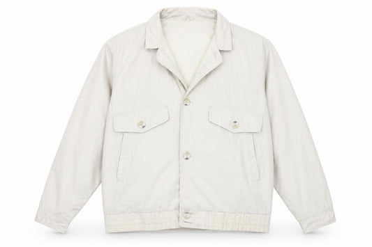 Front view of Classic Menswear men’s white overcoat coat, size XL
