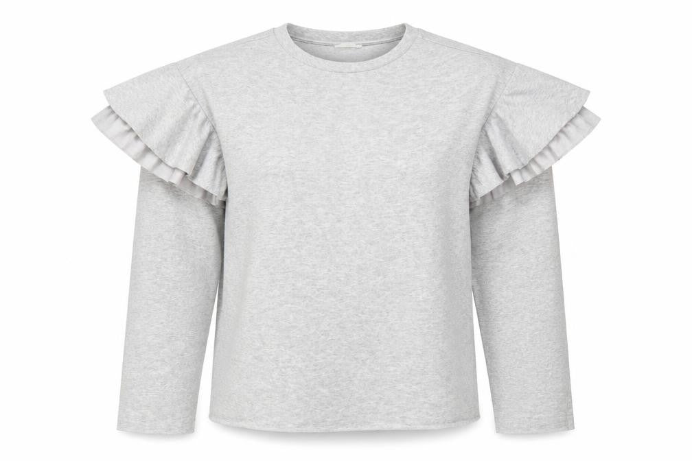 Front view of H&M women’s grey pullover sweatshirt, size S
