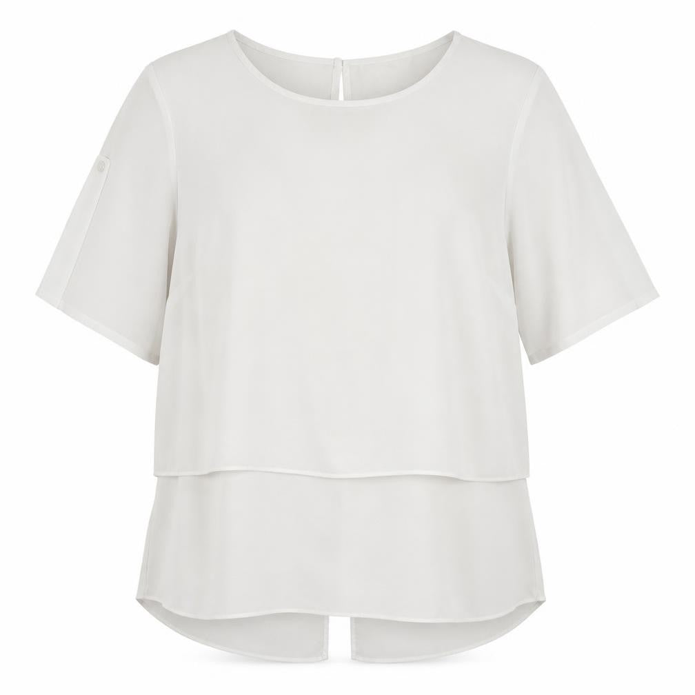 Front view of Creation L women’s grey basic blouse, size UK 20