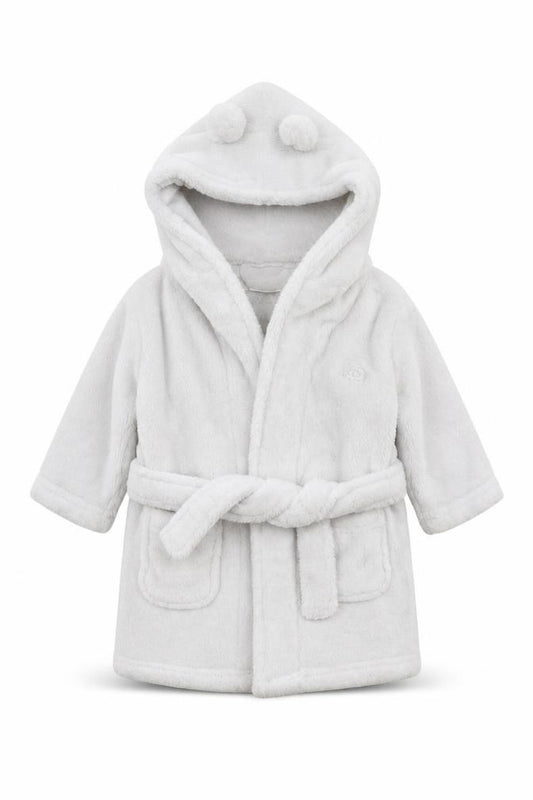 Front view of Babytown Baby White Solid Kimono Robe, size 6-9, Months
