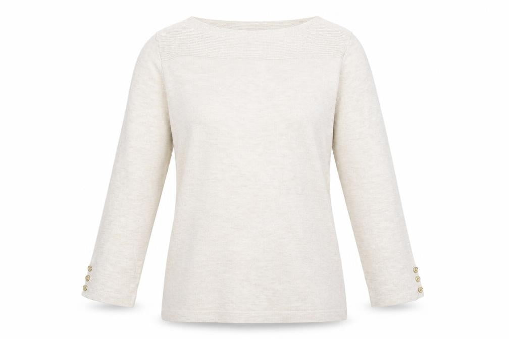 Front view of Next women’s beige knit jumper, size UK 10