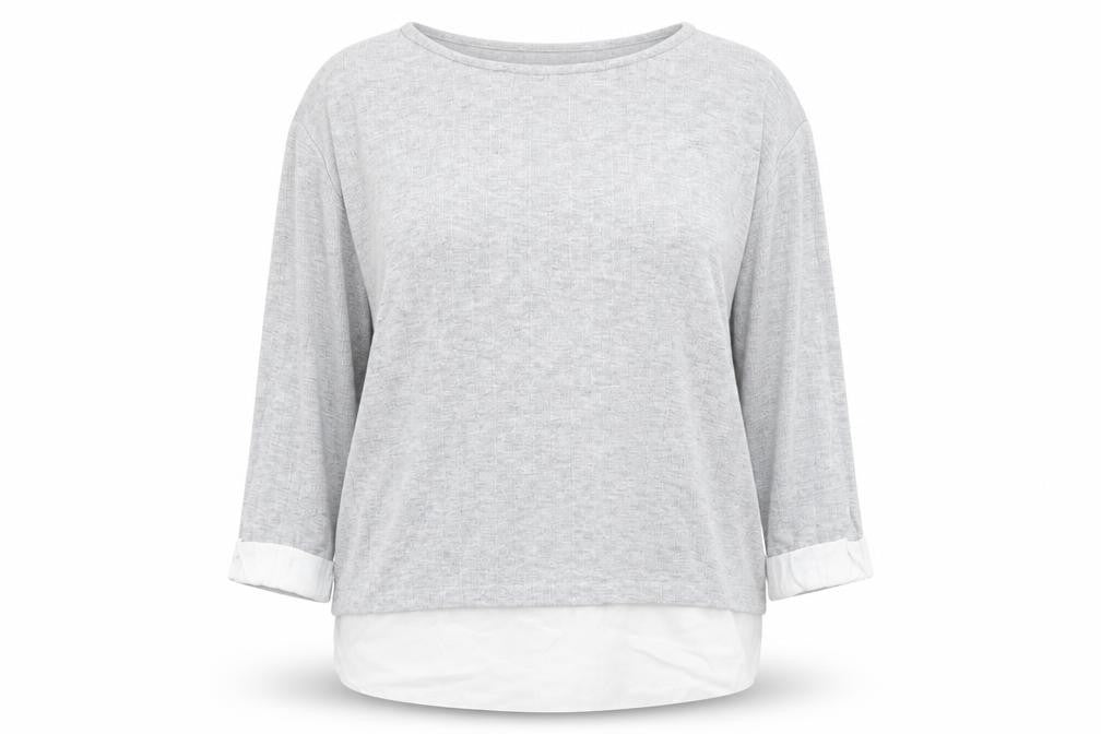 Front view of Dorothy Perkins women’s grey basic t-shirt, size UK 16