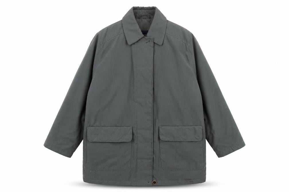 Front view of Telemac women’s green overcoat coat, size S