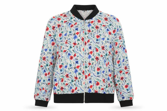 Front view of Papaya women’s multicoloured floral jacket, size UK 12