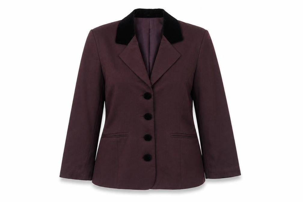 Front view of BHS women’s purple jacket blazer, size UK 10