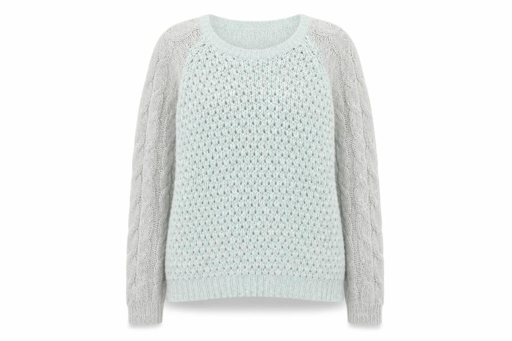 Front view of Dorothy Perkins women’s green knit jumper, size UK 16