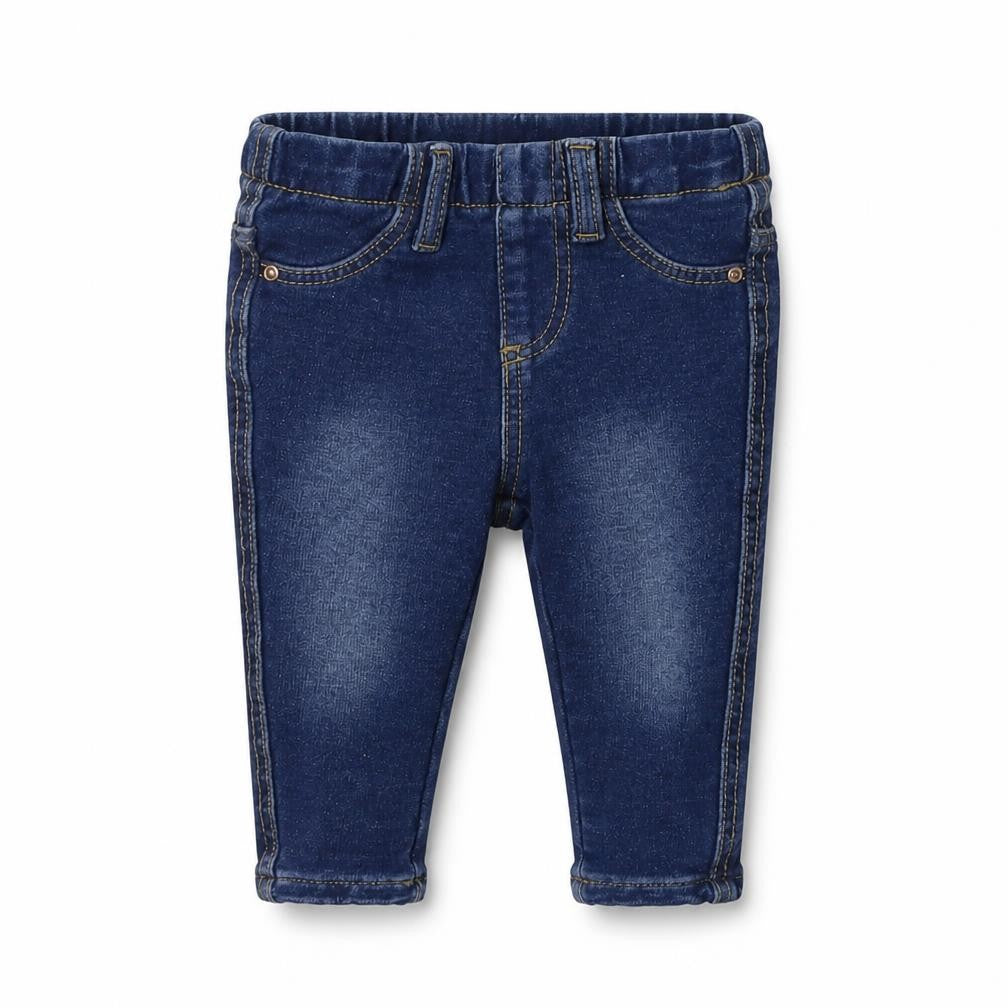 Front view of Primark Baby Blue Denim Pedal Pusher Jeans, size 6-9, Months