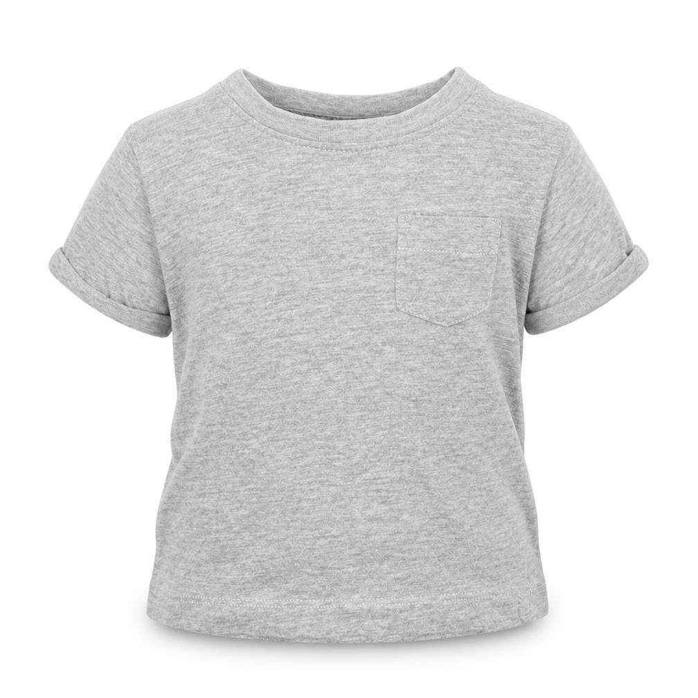 Front view of Next boys’ grey jersey basic t-shirt, size 3-6, months
