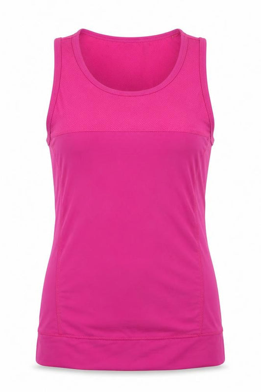 Front view of ASOS women’s pink jersey tank, size UK 8