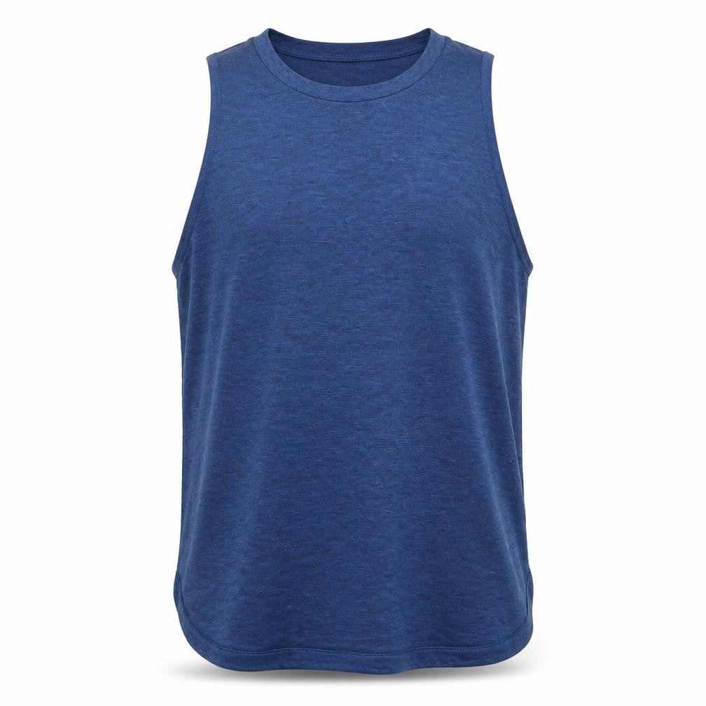 Front view of Icy Zone men’s blue basic tank, size XL