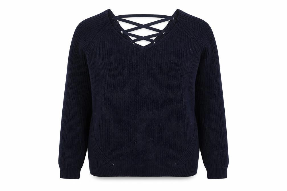 Front view of F&F women’s blue knit jumper, size UK 12