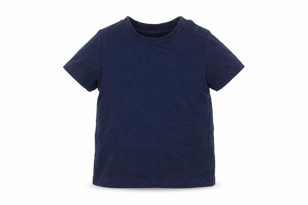 Front view of F&F boys’ blue basic t-shirt, size 6-9, months