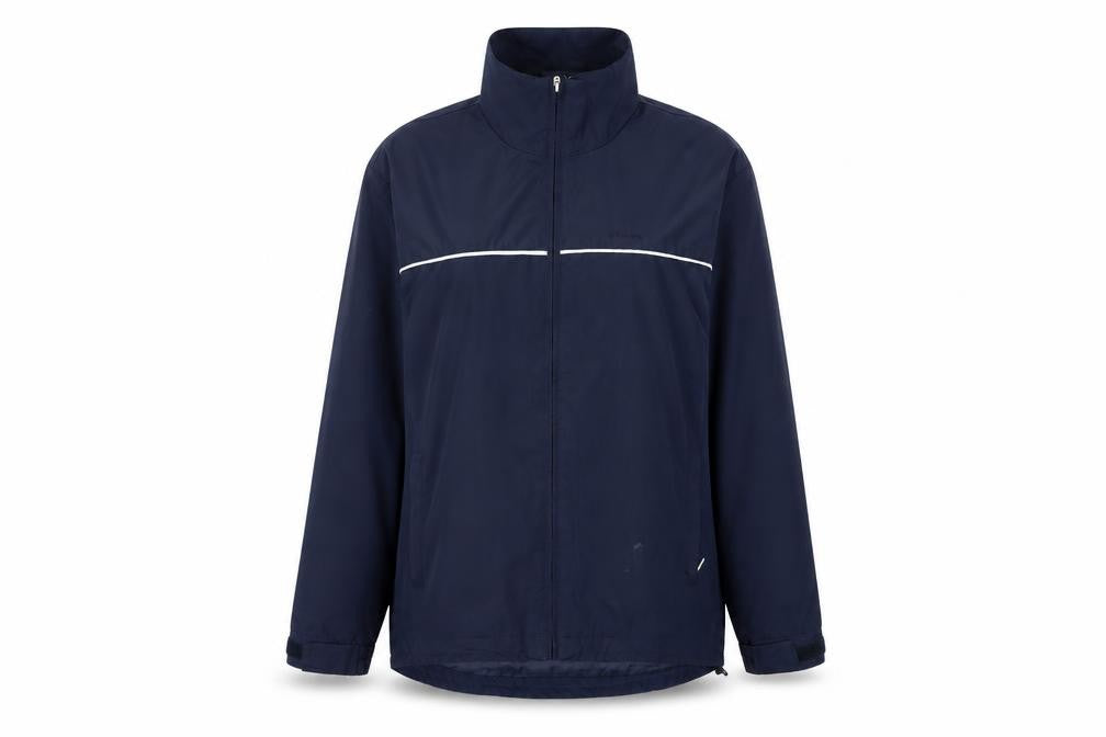 Front view of OLYMPUS women’s blue jacket coat, size UK 16
