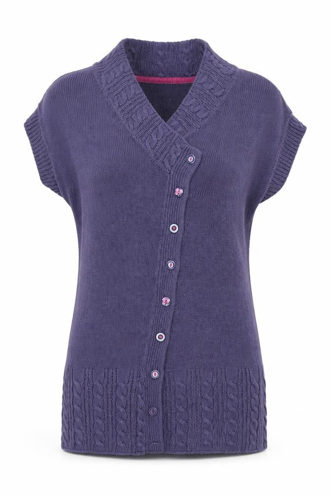 Front view of Marks & Spencer women’s purple jumper, size S