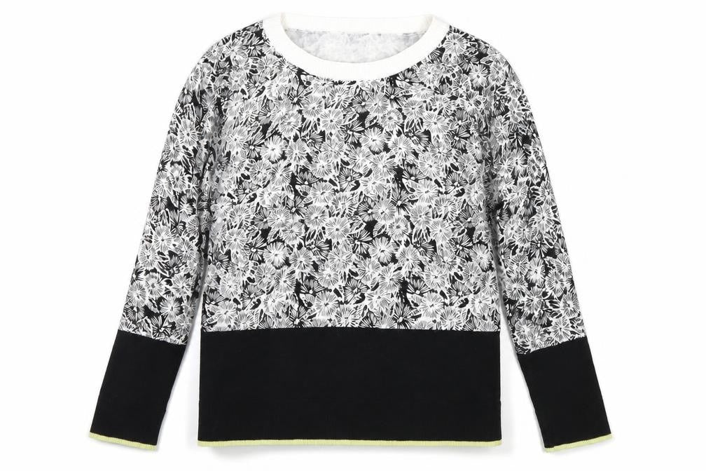 Front view of Next women’s black floral jumper, size UK 10