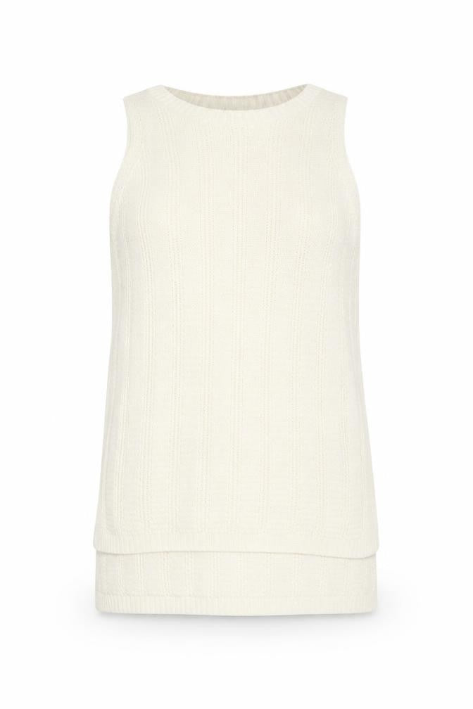 Front view of New Look women’s beige basic tank, size UK 8