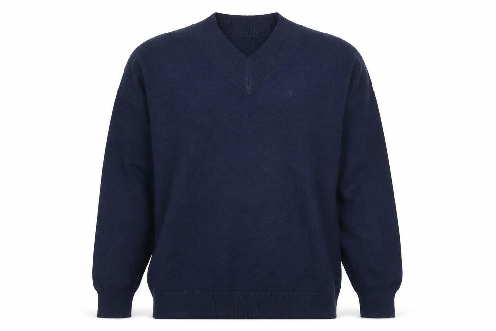 Front view of Marks & Spencer men’s blue jumper, size M