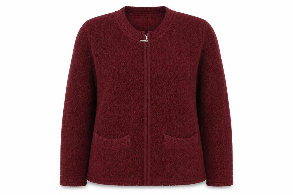 Front view of Bonmarché women’s purple full zip jumper, size M