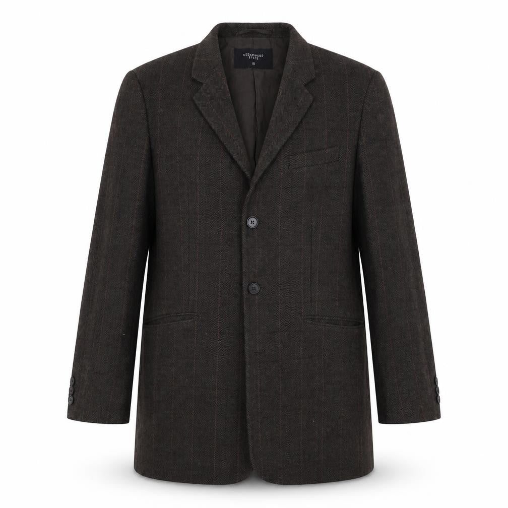 Front view of Cedarwood State men’s green jacket blazer, size M