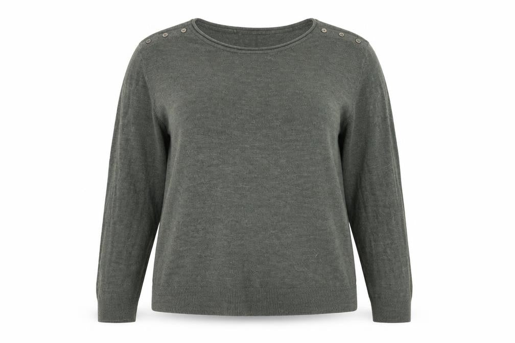 Front view of Atmosphere women’s green jumper, size UK 18