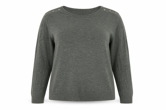 Front view of Atmosphere women’s green jumper, size UK 18