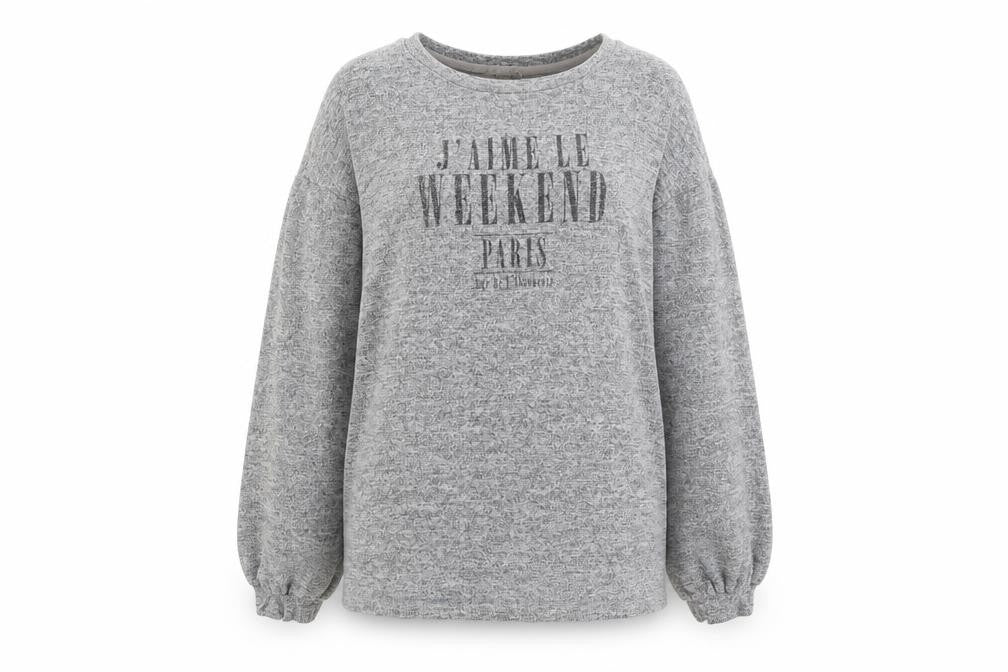 Front view of F&F women’s grey jumper, size UK 6, - j'aime le weekend